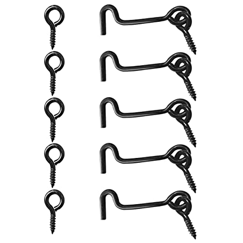Sdstone Cabin Gate Hook and Eye Latch - Swivel Window Latch with Mounting Screws, Carbon Steel(1.7 inch, 5PCS)