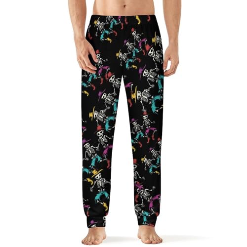 Dancing Skeleton Men's Pajamas Pants Lightweight Sleep Lounge Pant Pjs Bottoms Casual Sleepwear