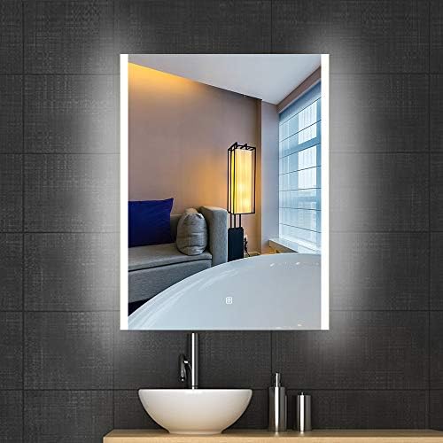 24" X 32" Bathroom Makeup Wall Mirror, Backlit Wall Mounted LED Lighted Vanity Bathroom Slivered Mirror with Anti-Fog