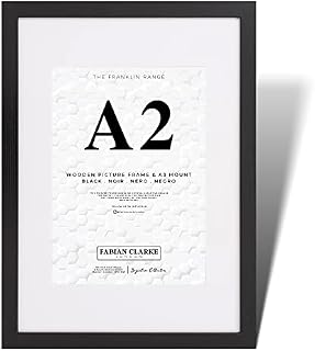 Fabian Clarke London® 10x8 Picture Photo Frame Black with 8x6 White Mount Hang Portrait or Landscape