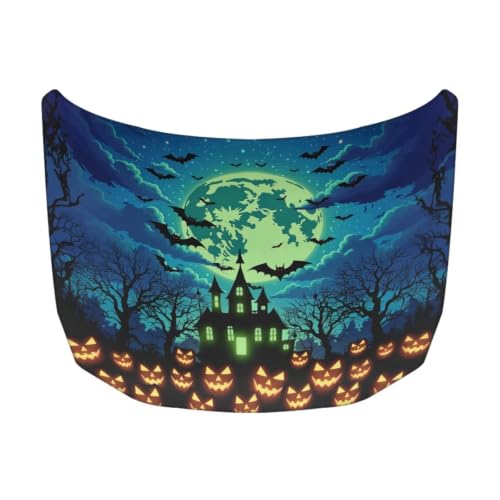 Image of Green Moon Castle Car Hood Cover Polyester Elastic Fabrics Can be Washed Suitable for Large SUV and Pickup Trucks