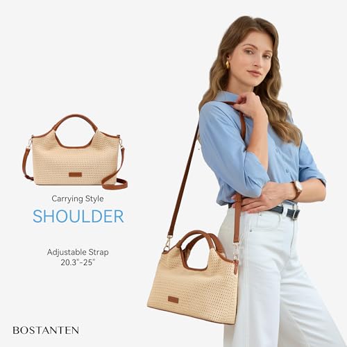 Image of BOSTANTEN Genuine Leather Purses for Women Designer Handbags Crossbody Shoulder Bags Top Handle Satchel with Adjustable Strap
