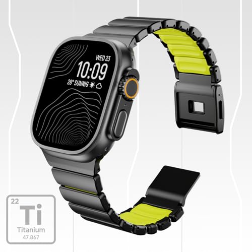 Image of Magnetic Titanium Band Compatible with Apple Watch Ultra 3 /2 /1 Band 49mm Series 11 10 46mm 45mm 44mm 42mm SE 3 /2 /1 9 8 7 6 5 4,Luxury Silicone Dual-Layer Link For iwatch Men Women