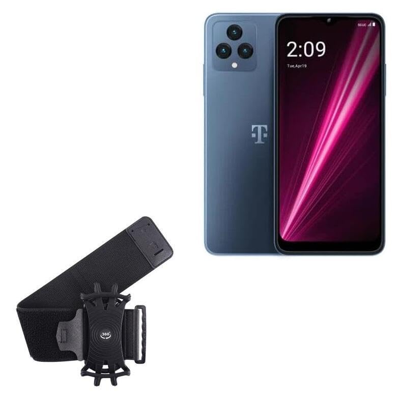 BoxWave Holster Compatible with T-Mobile 6X 5G - ActiveStretch Sport Armband, Adjustable Armband for Workout and Running - Jet Black