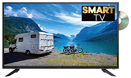 Reflexion 40 Zoll Smart Wide-Screen Full HD LED-Fernseher für Wohnmobile mit DVB-T2 HD, DVD-Player, Triple-Tuner und 12 Volt KFZ-Adapter (12 V/24 V, HDMI, USB, EPG, CI+, DVB-T Antenne), Schwarz
