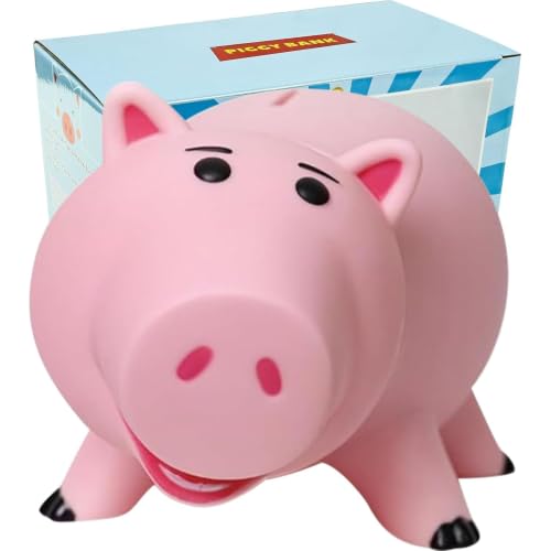 Image of PHOCAS Hamm Piggy Bank Unbreakable Cute Pink Pig Money Bank Plastic Saving Coin Bank for Kids Christmas Birthday Gift
