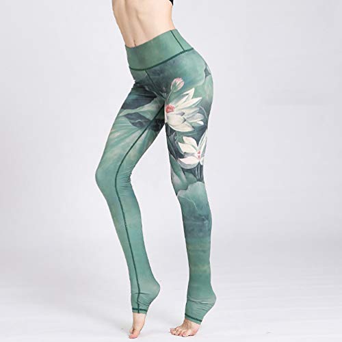 KESYOO 1 par de leggings estampadas para treino, calças de cintura alta, esportivas, costura respirá