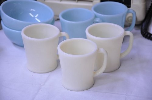 Fire King Ivory D Handle Mug Flat Bottom #TOP6