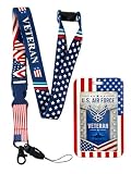 PAC Supplies Global U.S. Airforce Lanyard with Airforce Veteran Card and U.S. Flag Card Holder, Patriotic Theme