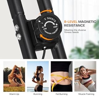 Panana Exercise Bike Foldable Fitness Bike Magnetic Cycling Bike with 8 Adjustable Resistance Fitness Exercise Equipment Cardio Workout Strength Training for Home Gym