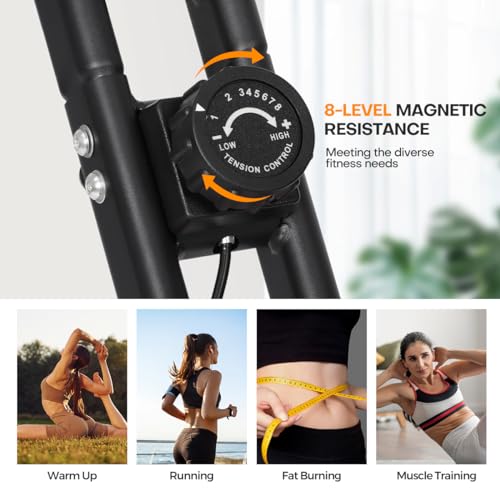 Panana Exercise Bike Foldable Fitness Bike Magnetic Cycling Bike with 8 Adjustable Resistance Fitness Exercise Equipment Cardio Workout Strength Training for Home Gym - Image 2