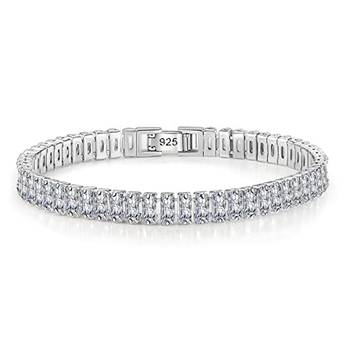 Bracelet en argent 925 et moissanite pour femme - Bijou jaune et blanc