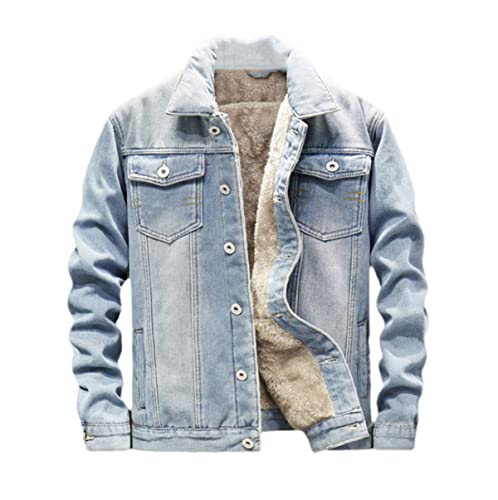 Veste en jean d'hiver pour homme avec doublure laine épaisse en grande taille XXXXL