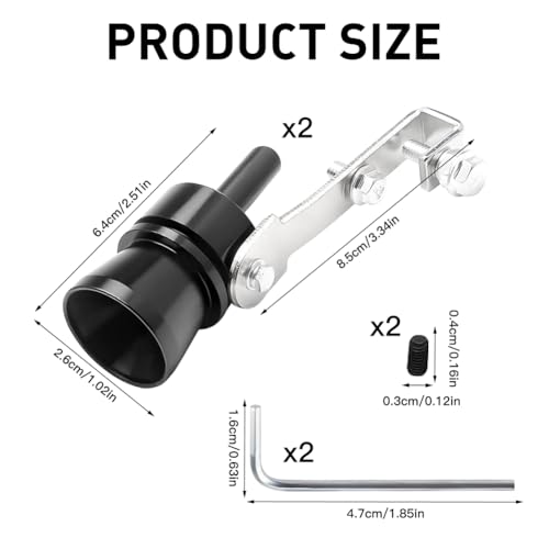 Aoreun 2 Stück Auspuff Sound Booster, Aluminiumlegierung Turbo Sound Simulator Pfeife, Auto Turbo Sound für Alle Fahrzeuge Modelle (Schwarz)