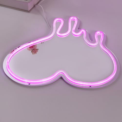 Image of Heart Pink Neon Sign, for Wall Decor, LED Dripping Heart Acrylic Makeup Mirror Neon Signs With Base and Dimmer Switch, for Bedroom Makeup Mirror Home Decor Living Room Bar Wedding Party