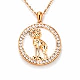 PAVEL´S Elegante collana da donna con segno zodiacale di WIDDER placcato oro rosa con zirconi lucidi qualità AAA dalla collezione ECLIPSE con scatola portagioie e certificato di autenticità