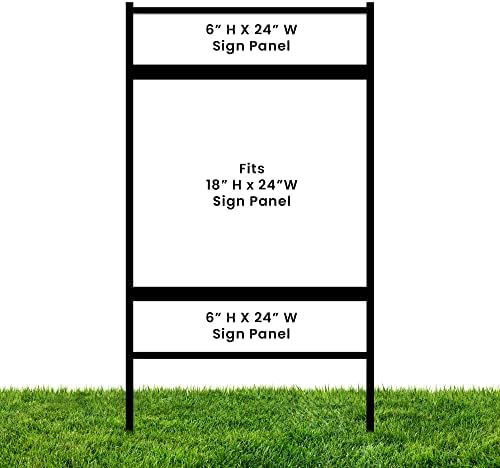 JustSignFrames Real Estate Yard Sign Metal H Frame (3-pack) w/Riders - Steel H Frame Yard Stakes, 18" x 24" Yard Sign Stakes, Yard Sign Stands, Open House Signs for Real Estate (1 Main, 2 Riders)