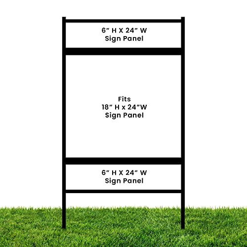 Justsignframes Real Estate Yard Sign Metal H Frame (3-Pack) W/Riders - Steel H Frame Yard Stakes, 18" X 24" Yard Sign Stakes, Yard Sign Stands, Open House Signs For Real Estate (1 Main, 2 Riders) #TOP1