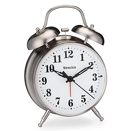 Image of Westclox -Big Ben Twin Bell Alarm Clock | Loud Alarm Clock for Heavy Sleepers | Battery Operated Metal Clock with Backlight for Bedside Table, Bedroom, Kids Room, Desk (Silver, 4 inch)