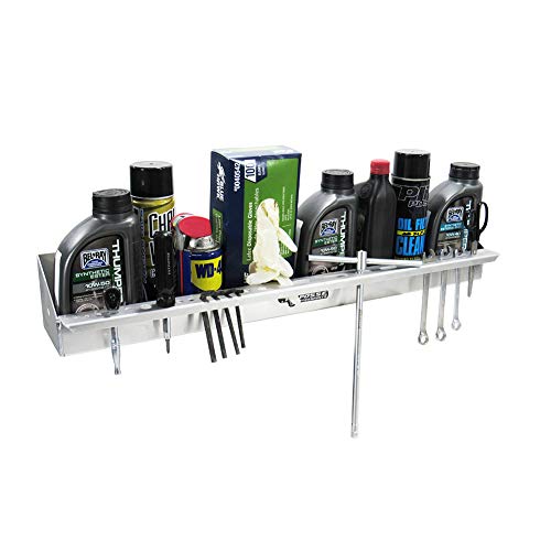 Pit Posse 456 All Purpose Shelf Rack Holder Caddy - Tools, Aerosol Spray Cans, Oils, Cleaners-Made In Usa-Garage Enclosed Race Trailer Automotive Mechanics Shop Storage Organizer Aluminum #TOP1
