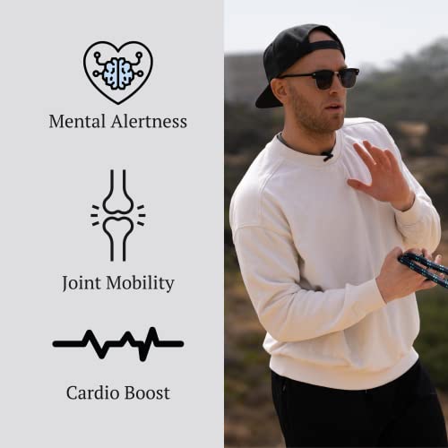 Fitness Moment Rope for Home Gym Cardio Workout & Upper Body Strengthening With Adjustable Length Helps Improve Mobility & Flexibility for Indoor Outdoor Training & Stretching Exercise- Blue