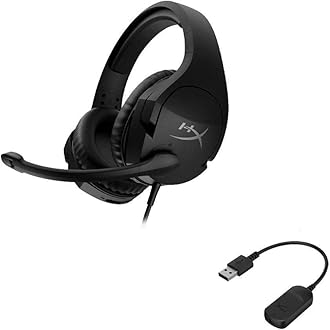 HyperX Cloud Stinger S – Gaming Headset, for PC, Virtual 7.1 Surround Sound, Lightweight, Durable Steel Sliders, Swivel-to-mute Noise-Cancelling Microphone