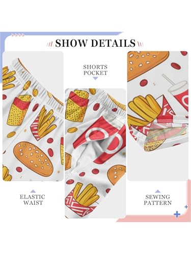 ZZKKO French Fries and Hamburger Boys Pants for Kids Jogger Pants with Pockets S4