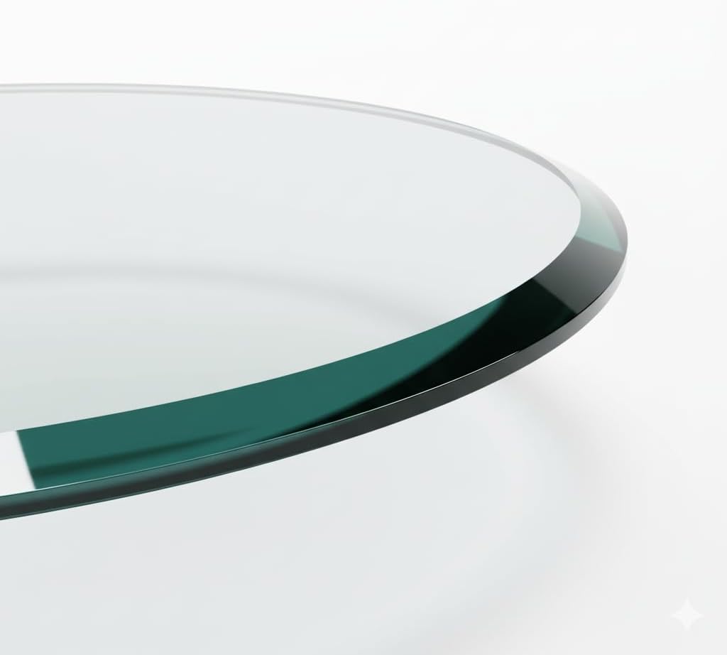 13" Inch Round Glass Table top - 1/2" Thick - Beveled Edge