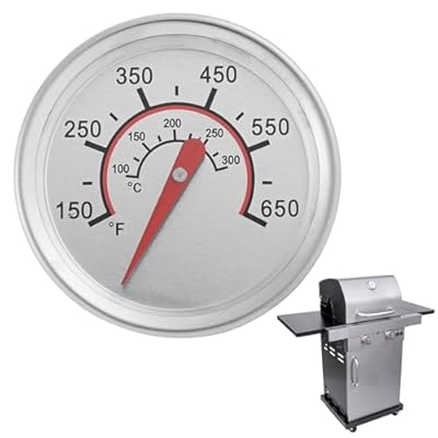 Aupoko BBQ Grill Temperature Gauge 2.67 Inch Pit Barbecue Thermometer Fahrenheit Stainless Steel Temp Gauge Smoker Temperature Gauge with Heat Indicator for Meat Cooking Beef Pork Lamb, Silver Color