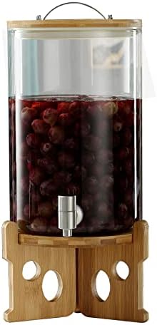 Glass Drink Dispenser, 5L Glass Jar Beverage Dispensers with Stand and Faucet, Water Dispenser Countertop for Tea Jar, Lemonade, 100% Leak Proof(Size:8L)