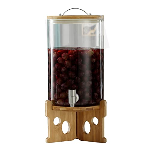 Glass Drink Dispenser, 5L Glass Jar Beverage Dispensers with Stand and Faucet, Water Dispenser Countertop for Tea Jar, Lemonade, 100% Leak Proof(Size:8L)