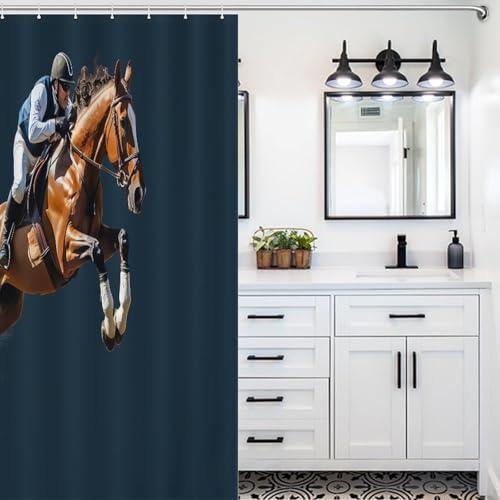 Rideau de douche lavable en tissu polyester imperméable avec crochets
