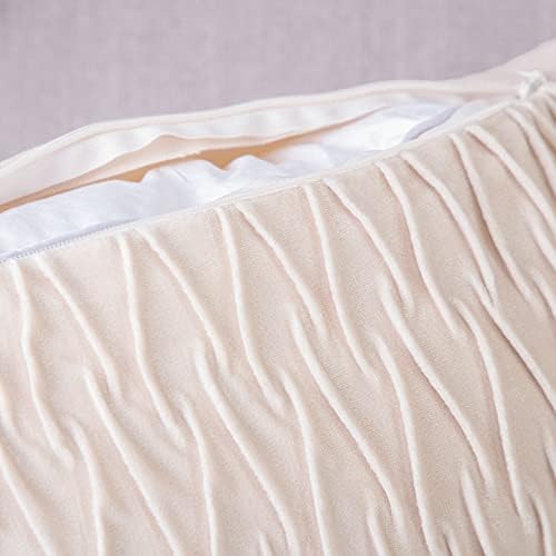 Madizz Pack of 2 Super Soft Velvet Decorative Cushion Covers with Texture Luxury Style Throw Pillow Cases Pillow Shell for Sofa Bedroom Square Beige 12x12 inch