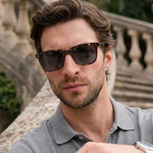 Image of CARFIA Acetate Polarized Sunglasses for Men UV400 Protection Classic Retro Square Shades Driving Glasses