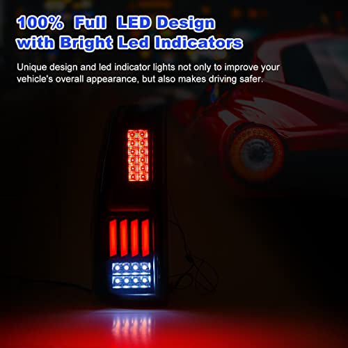 Roxx Full Led Tail Lights Assembly For 1999-2006 Chevy Silverado 1500/2500/ 3500, Led Taillights Pair For 1999-2003 Gmc Sierra, Full Led Drl/Brake Lights/Reverse/Turn Signals (Smoke Lens) #TOP1