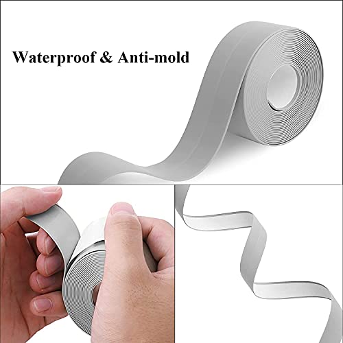 Image of Bathroom Sealant Caulk Strip Pe Self Adhesive Tape, Waterproof And Anti Mould Seal Strip Wall Sealing Tape For Kitchen Bathtub Sink Toilet Wall Edge Protector, Grey