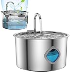 Diseño Sin Cables Organizado: Fuente de acero inoxidable proporciona agua potable segura y limpia, elimina desorden, se coloca fácilmente en cualquier espacio y previene antiestéticas manchas en la barbilla de los gatos