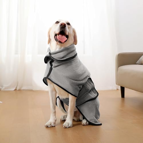 Zorela Hundebademantel, Superweicher Bademantel Hund aus Korallenvlies, Hunde Bademantel Hundehandtuch Extra Saugfähig für nach dem Bad, Strand, Pool