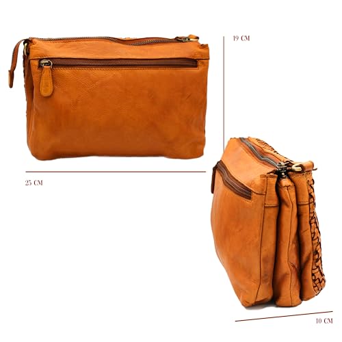 Zerimar Braided Shoulder Bag for Women | Genuine Leather Bag with 7 Pockets and Zip Closure | Removable and Adjustable Shoulder Bag | Made in Spain | Women's Leather Handbags