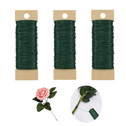 Lot de 3 bobines de fil à pagaie flexible pour travaux manuels, couronnes, guirlandes et arrangements floraux. Vert Cover