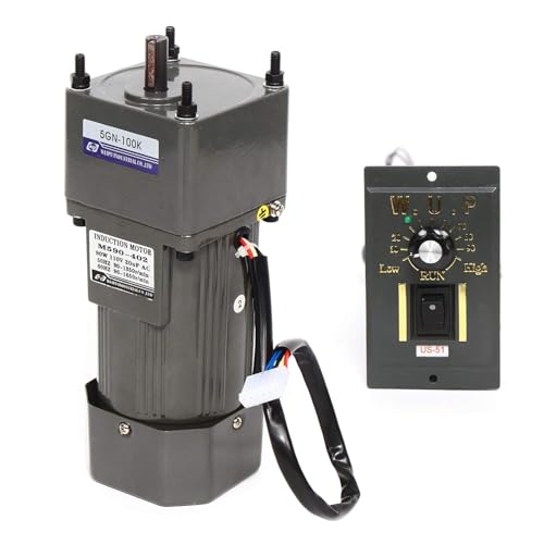 90W 100K Gear Motor 13.5RPM Adjustable Variable Gear Reducer Motor Electric Single-Phase Reduction Gearbox High Torque Variable Speed Adjustable Controller Governor Combo for Industry 110V AC