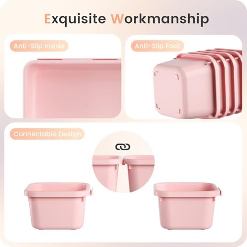 A-LuGei 【𝟮𝟴𝗣𝗖𝗦】 【𝟱𝗦𝗶𝘇𝗲】 Pink Drawer Organizer, Makeup organizer, 【Holds 177 Items】 Bathroom Organizers and Storage, Plastic Desk Organizer Divider, Organizer Bins for Office Vanity thumbnail 7
