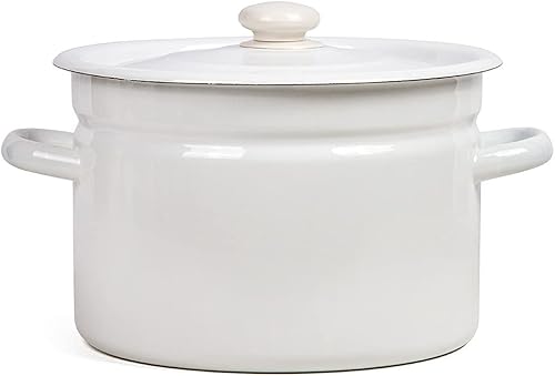 Miniatura 7 de Olla de acero esmaltado Olla de esmalte blanca Olla de cocina Olla de cocina (9L)
