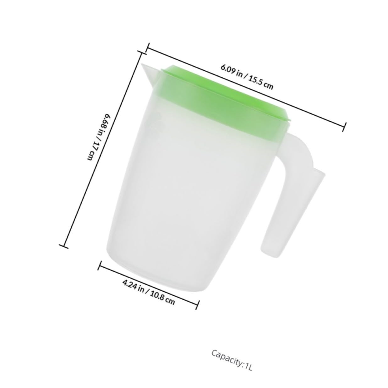 Pichet Plastique 1l avec Couvercle, Récipient pour Boissons Froides, Lot de 2 Pièces