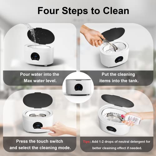 Jewelry Cleaner Ultrasonic Machine, Aocktobar Ultrasonic Jewelry Cleaner 600Ml With 5 Digital Timer And Degassing Function, Ultrasonic Cleaner Machine For Jewelry, Daily Use, Glasses, Denture, Watches #TOP6