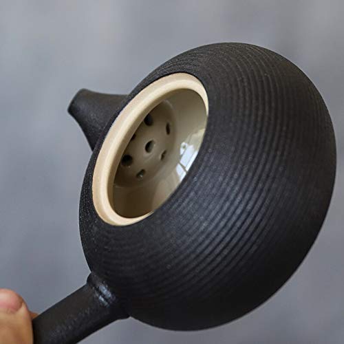AILIFE Black Crockery Kyusu Teekanne, handgefertigt, chinesische Teekanne, 165 ml