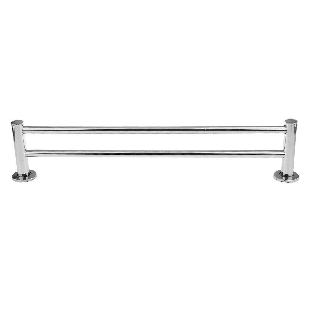 Portasciugamani a doppia barra in acciaio inox cromato, 60 cm, montaggio a parete, per bagno e cucina, salvaspazio, soluzione di archiviazione efficiente