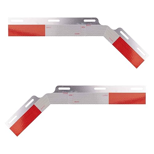 Image of Aluminum Mud Flap Reflective Strip Kit with DOT-2 Certified Reflective Strips 24 inch X 3 inch, for Truck Rear Bar Type Mud Flap Hangers - UnEqual Angle Down Type, Pack of 1 pcs (1 Pair)