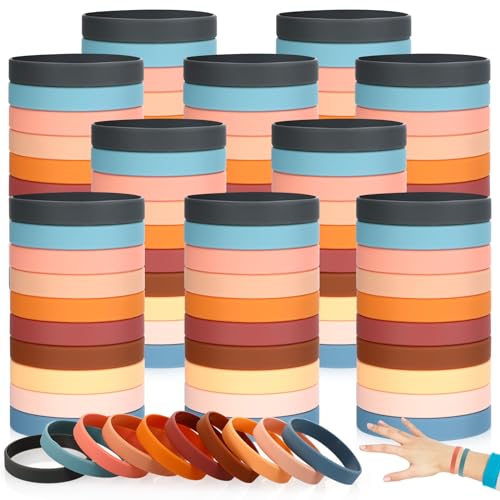 Image of Liliful 100 Pcs Silicone Rubber Wristbands Rubber Wristband Bracelet Bands for Silicone Wristbands for Women Men(Morandi Color)