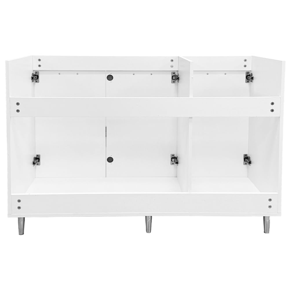 Shally Dogan Mobile Sottolavello Base per Cucina con Tre Ante Design Boiserie, Mobiletto Componibile con Struttura in Legno Robusta, Mobile Sotto Lavello, 120 x 50 x 85H cm (Bianco)